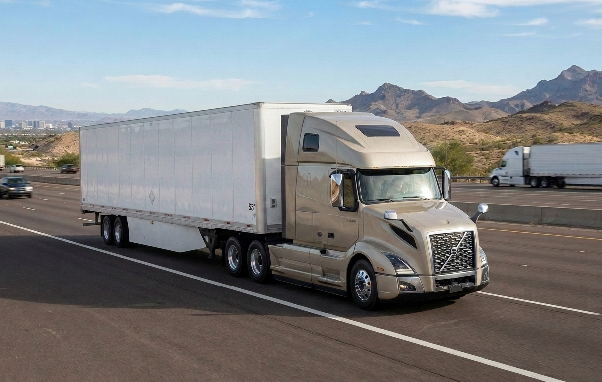 Volvo VNL tractor with dry van trailer